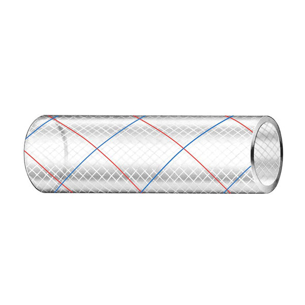 Trident Marine 5/8" x 50' Clear Reinforced PVC Hose Tubing Red  Blue Tracer [162-0586]