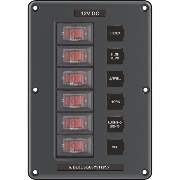 Blue Sea 4322 Circuit Breaker Switch Panel 6 Position - Gray [4322]