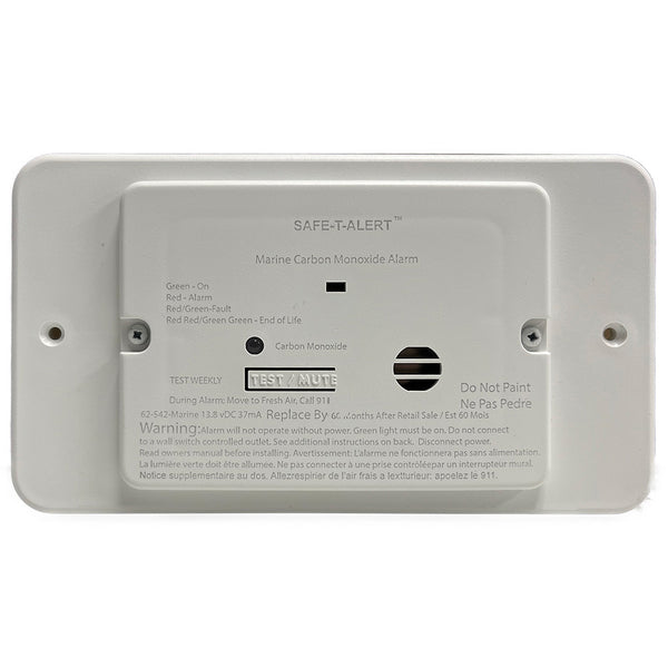 Safe-T-Alert 62 Series RV Carbon Monoxide - White - Flush Mount - 12V w/Trim Ring [62-542-TR-WT]